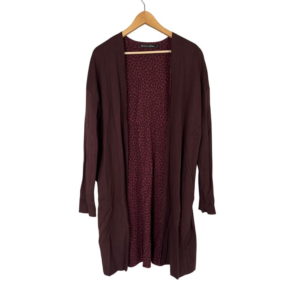 Gudrun Sjoden Purple Long Organic Cotton Modal Duster Cardigan Jacket Sweater L